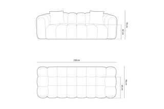 Canapé modulaire Elise - Bleu roi - 4 places - En tissu velours