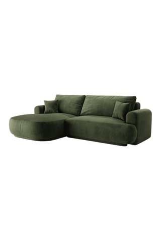 Canapé d’angle gauche modulable et convertible Adriana - Vert - 5 places - Tissu velours