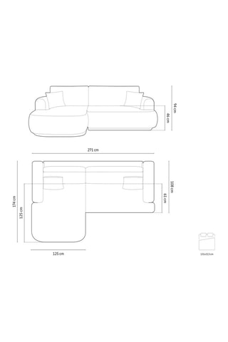 Canapé d’angle gauche modulable et convertible Adriana - Vert - 5 places - Tissu velours