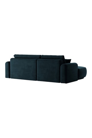 Canapé d’angle gauche modulable et convertible Adriana - Bleu pétrole - 5 places - Tissu velours
