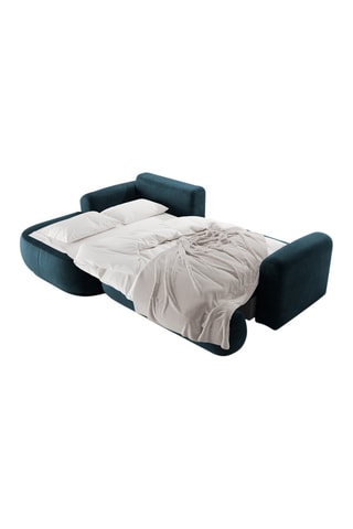 Canapé d’angle gauche modulable et convertible Adriana - Bleu pétrole - 5 places - Tissu velours