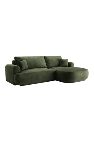 Canapé d’angle droit modulable et convertible Adriana - Vert - 5 places - Tissu velours
