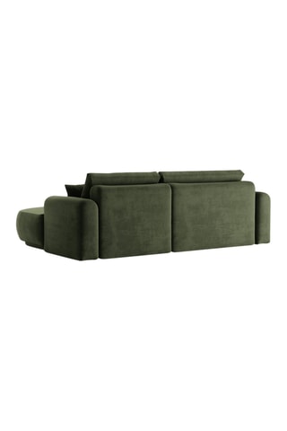 Canapé d’angle droit modulable et convertible Adriana - Vert - 5 places - Tissu velours