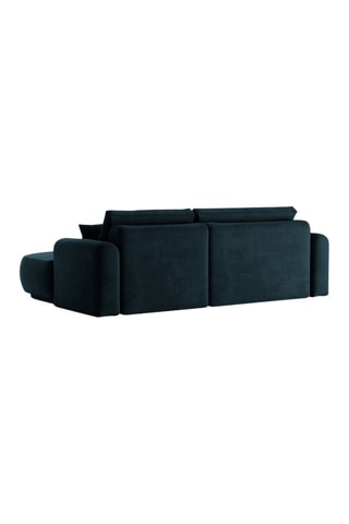 Canapé d’angle droit modulable et convertible Adriana - Bleu pétrole - 5 places - Tissu velours