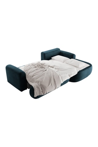 Canapé d’angle droit modulable et convertible Adriana - Bleu pétrole - 5 places - Tissu velours