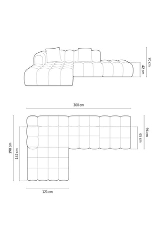 Canapé d’angle gauche modulaire Elise - Beige - 4 places - Tissu structurel