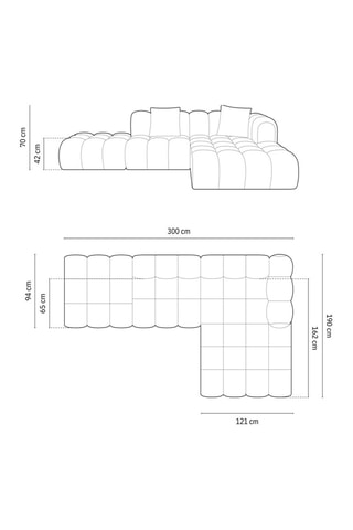 Canapé d’angle droit modulaire Elise - Beige - 4 places - En tissu chenille