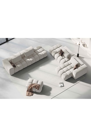 Canapé droit modulaire Lorella - Beige - 3 places - Revêtement en tissu structurel