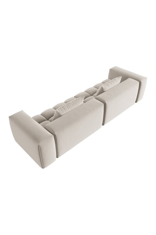 Canapé modulaire Lorella - Beige clair - 5 places - Revêtement en velours