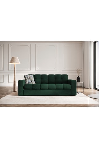 Canapé Yohan - Vert bouteille - 2 places - En tissu synthétique - Toucher velours