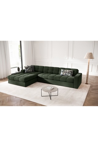 Canapé d’angle gauche Yohan - Bleu roi - 4 places - Toucher velours