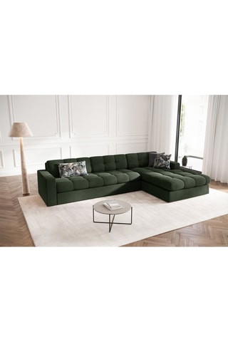 Canapé d'angle droit Yohan - Bleu roi - 4 places - En tissu synthétique