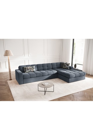 Canapé d’angle droit Yohan - Vert bouteille - 4 places - Toucher velours