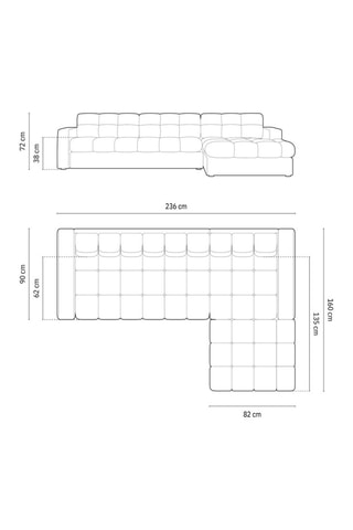 Canapé d’angle droit Yohan - Vert bouteille - 4 places - Toucher velours