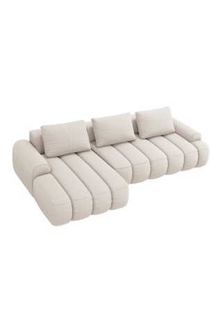 Canapé d'angle gauche convertible Simona - Beige - 3 places - En polyester