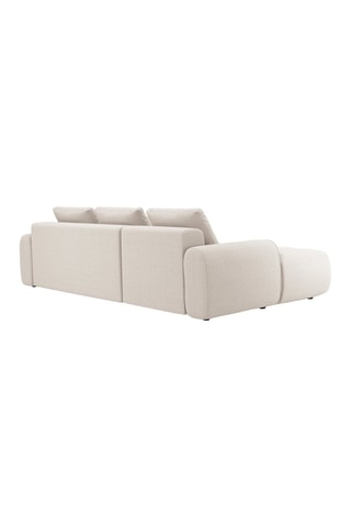 Canapé d'angle gauche convertible Simona - Beige - 3 places - En polyester