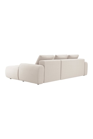 Canapé d'angle droit convertible Simona - Beige - 3 places - En polyester