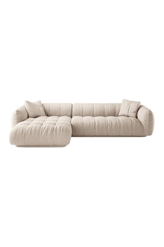 Canapé d'angle gauche modulaire Julia - Beige - 3 places - En tissu structurel