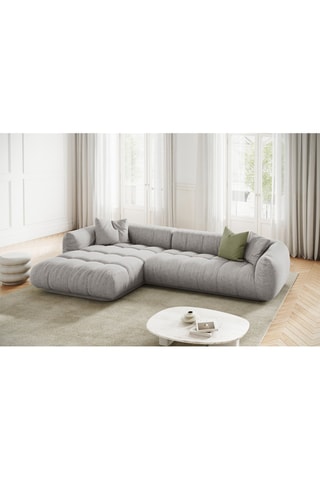 Canapé d’angle gauche modulaire Julia - Gris clair - 3 places - En polyester et nylon