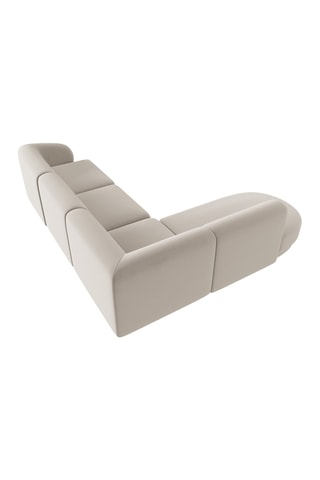Canapé d'angle gauche modulaire Lionel - Beige - 5 places - Toucher velours
