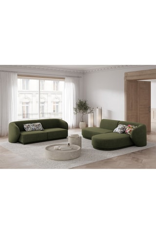 Canapé modulaire Lionel - Kaki - 2 places - Toucher tissu chenille