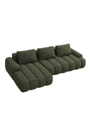 Canapé d'angle gauche convertible Simona - Vert - 3 places - Toucher velours