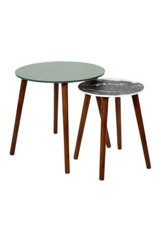 2 tables basses gigogne Black Forest - 
Vert, blanc et noir
