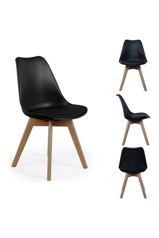 4 chaises Scandinave - Noir et naturel