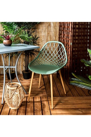 4 chaises d'extérieur Malaga - Vert et marron