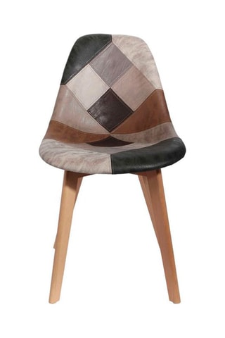 2 chaises Patchwork - 
Marron et gris