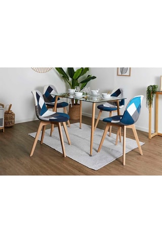 2 chaises Patchwork - Bleu et naturel