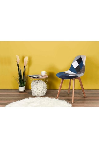 2 chaises Patchwork - Bleu et naturel