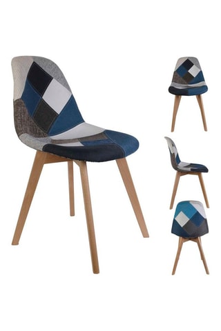 2 chaises Patchwork - Bleu et naturel