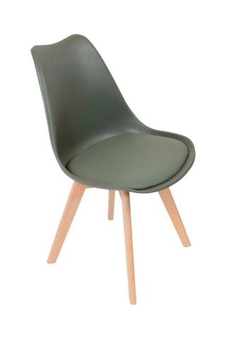2 chaises Scandinave - Kaki et imitation bois