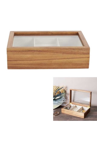 Boite à bijoux en bois -
24 cm - Marron