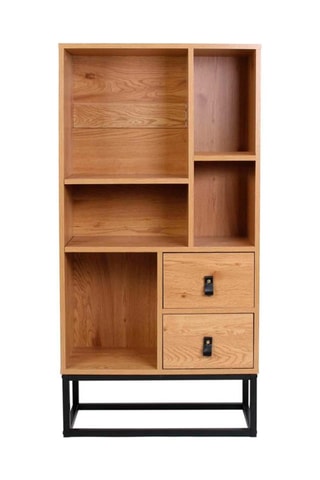 Bibliothèque 2 tiroirs - Naturel et noir