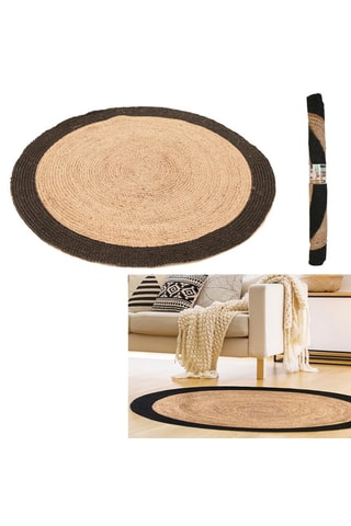 Tapis en jute - Noir - 120 cm