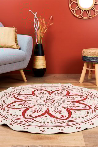 Tapis rond Patio - Blanc et rouge - 120 cm