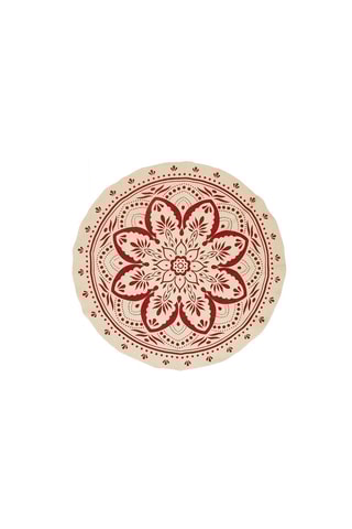 Tapis rond Patio - Blanc et rouge - 120 cm