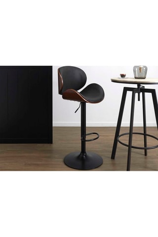 Chaise de bar Reno - Imitation bois et noir