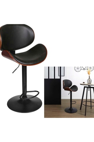 Chaise de bar Reno - Imitation bois et noir