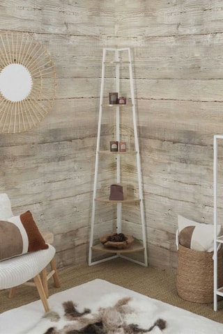 Etagère d'angle - Blanc et beige