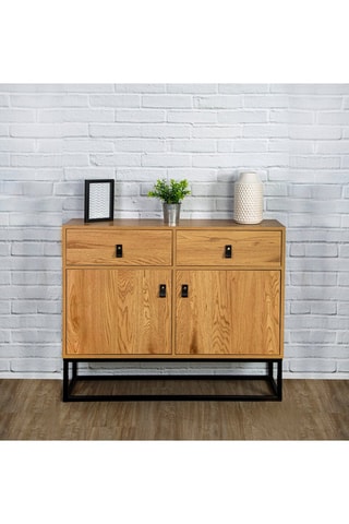 Buffet 2 portes - Naturel et noir