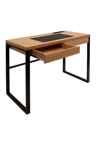 Bureau 2 tiroirs - Naturel et noir