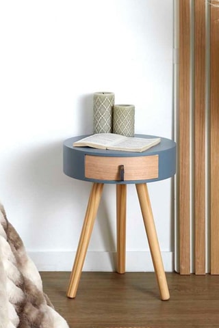 Table de chevet 1 tiroir - Naturel et gris