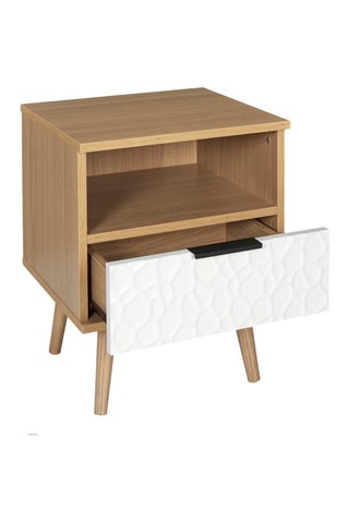 Table de chevet - Blanc et naturel