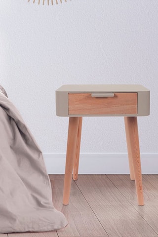 Table de chevet - Taupe et naturel