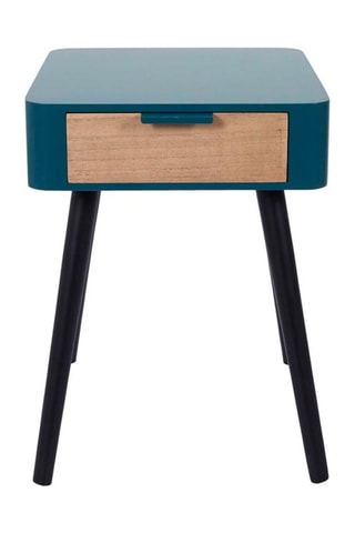 Table de chevet - Bleu canard et noir