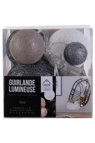Guirlande LED 10 lampions - Anthracite et blanc