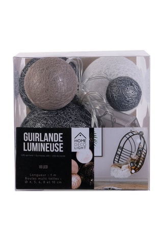 Guirlande LED 10 lampions - Anthracite et blanc